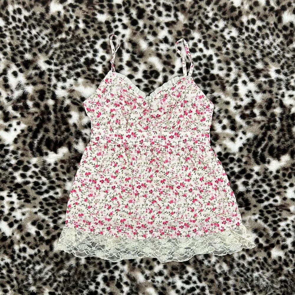 Floral Babydoll Top w Lace Trim